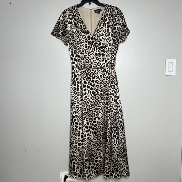 Tahari by ASL Dresses & Skirts - Tahari Arthur S. Levine Animal Print Dress Sz 14 Faux Wrap V-Neck Flutter Sleeve